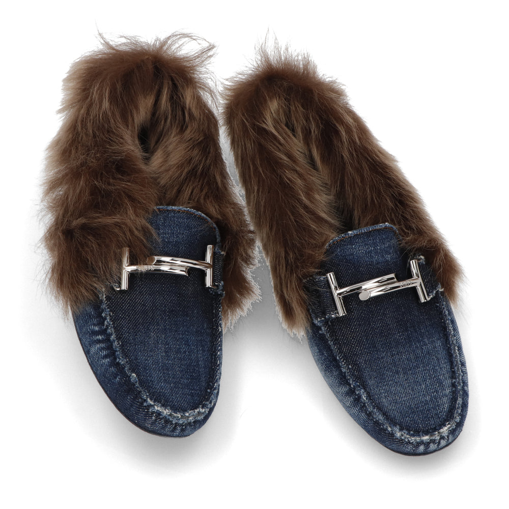 TOD’S フラットシューズ ドライビングシューズ ダブルT ファー