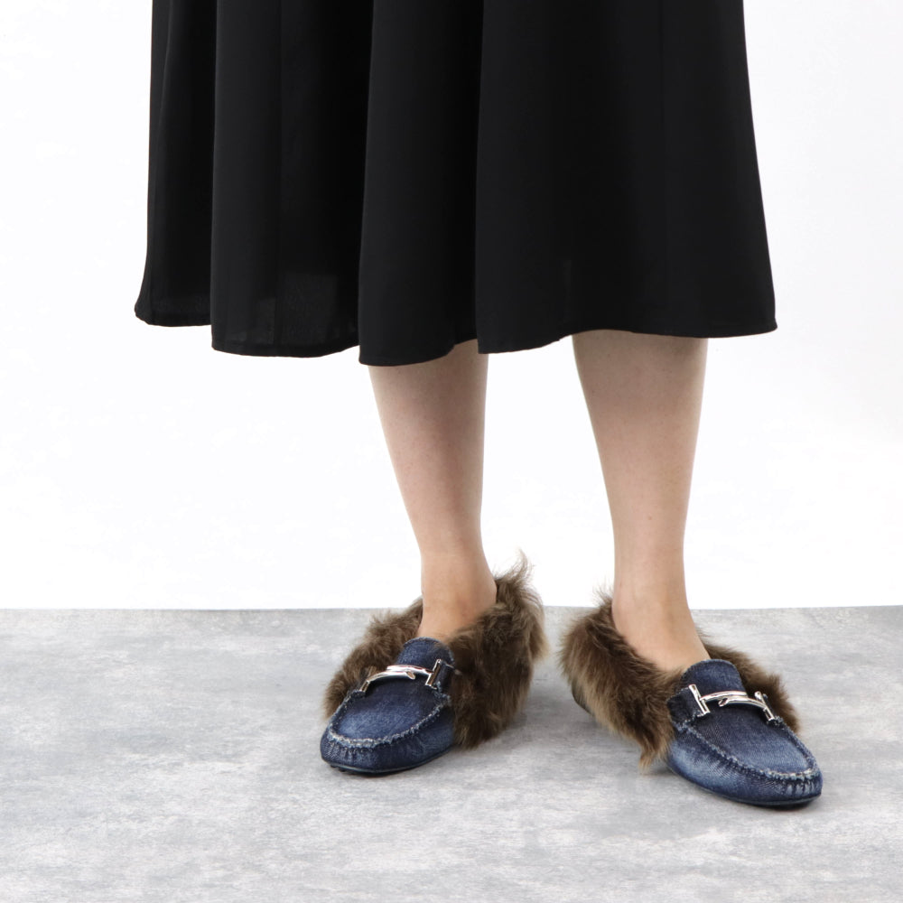 TOD’S フラットシューズ ドライビングシューズ ダブルT ファー