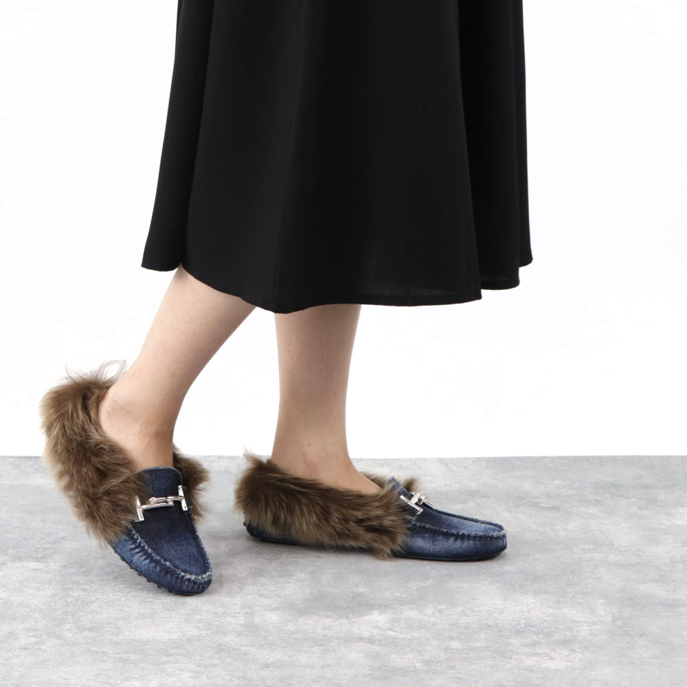 TOD’S フラットシューズ ドライビングシューズ ダブルT ファー