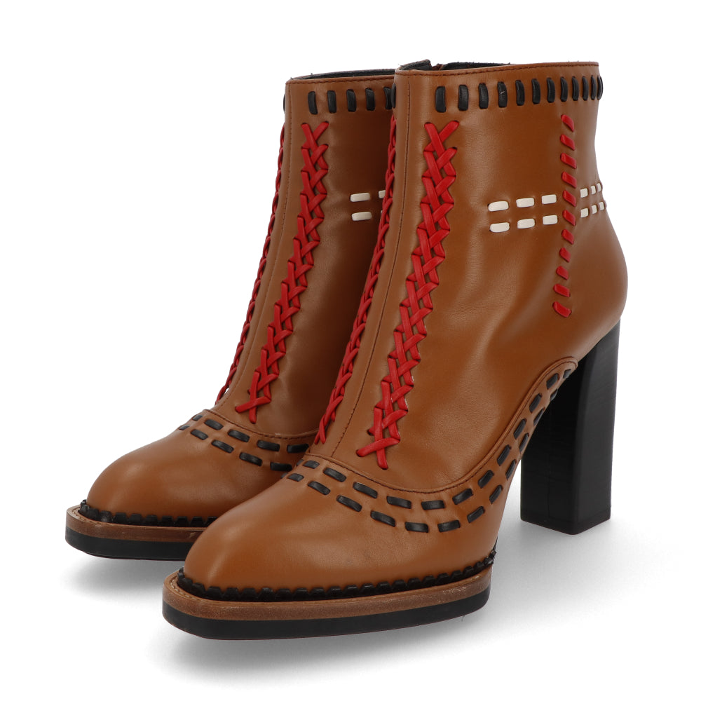 TOD’S ショートブーツ ブラウン ハイヒール ブロックヒール