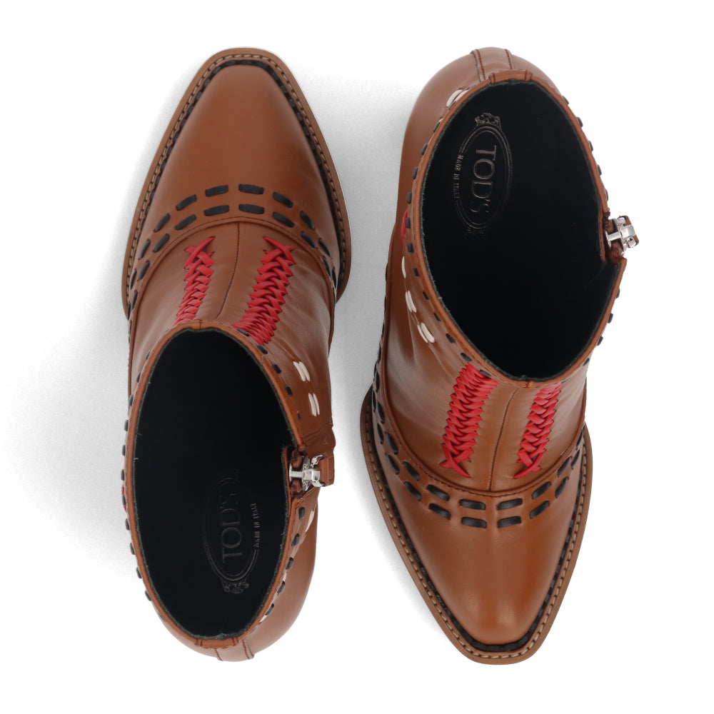 TOD’S ショートブーツ ブラウン ハイヒール ブロックヒール