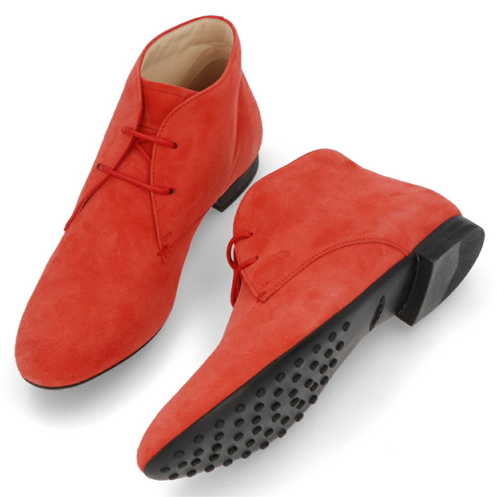 トッズ TOD’S ショートブーツ オレンジ スエード