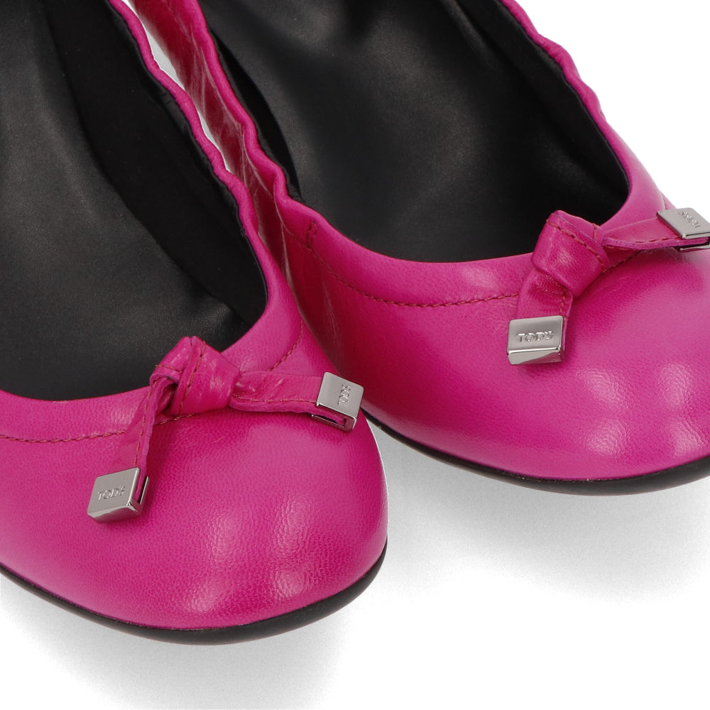 トッズ パンプス GOMMA T35 TU FIOCCO TERMINALI 6PV FUXIA ACCESO レディース パープル レザー ヒールあり リボン レザーシューズXXW0TU0J7906PVM807