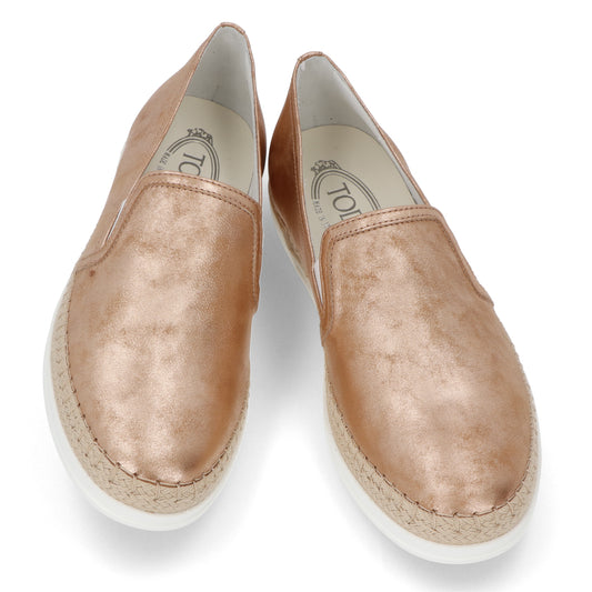 TOD’S スリッポン エスパドリーユ ピンクゴールド メタリック