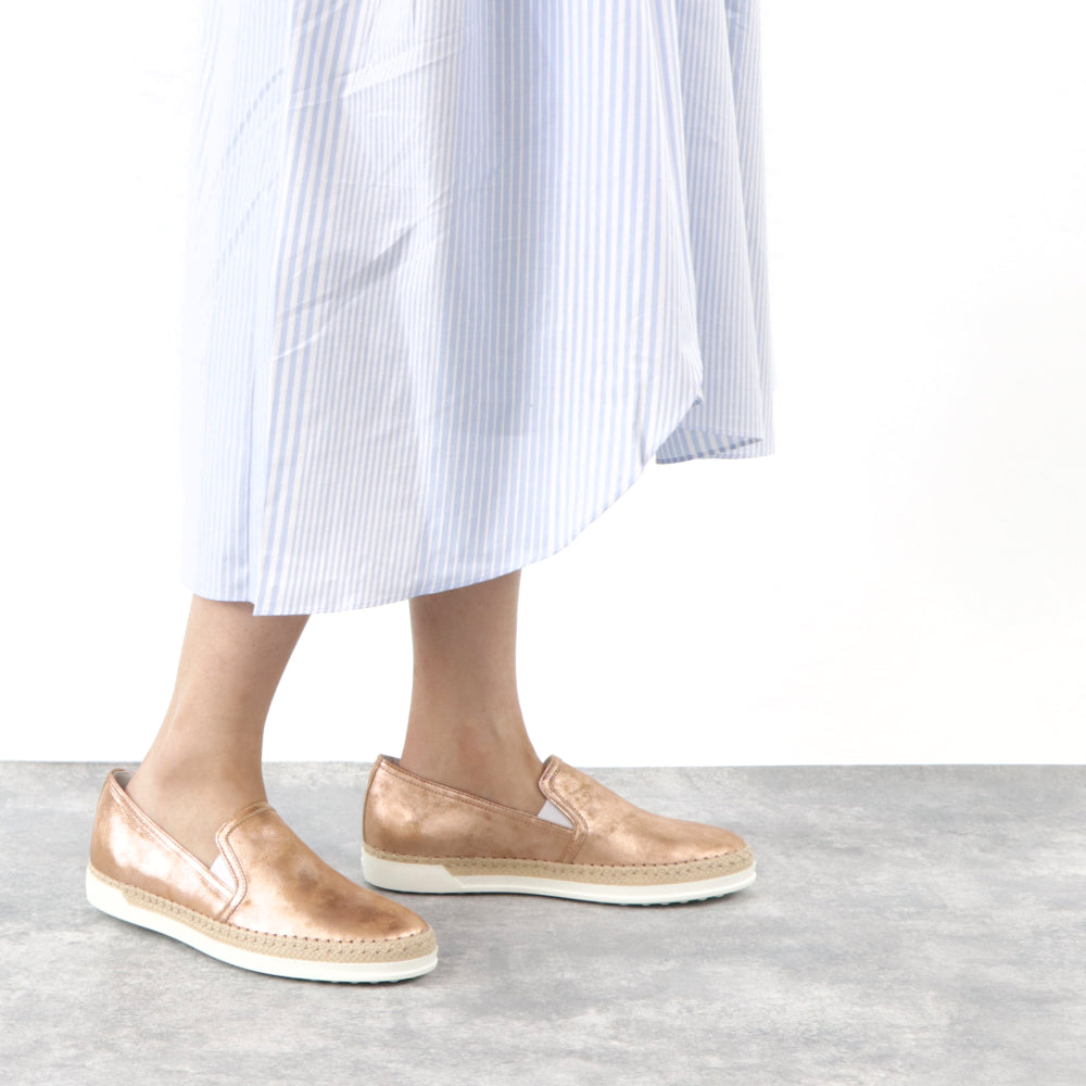 TOD’S スリッポン エスパドリーユ ピンクゴールド メタリック