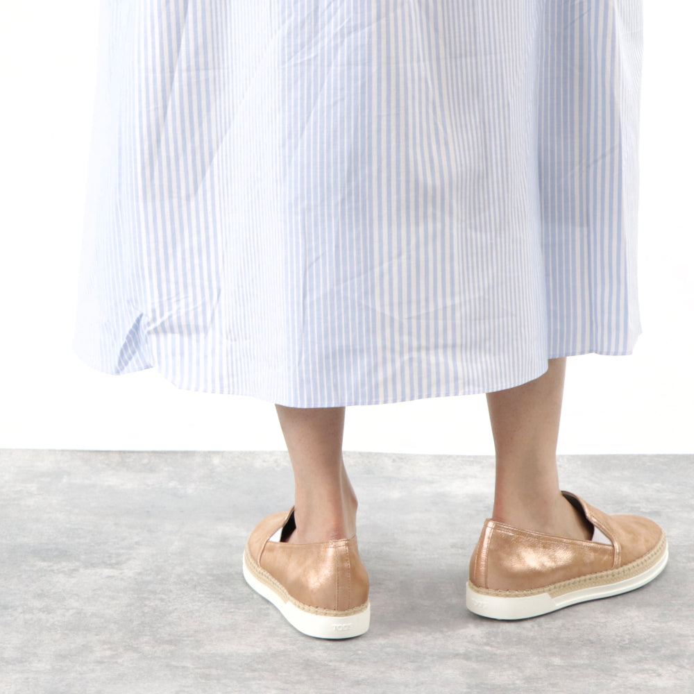 TOD’S スリッポン エスパドリーユ ピンクゴールド メタリック