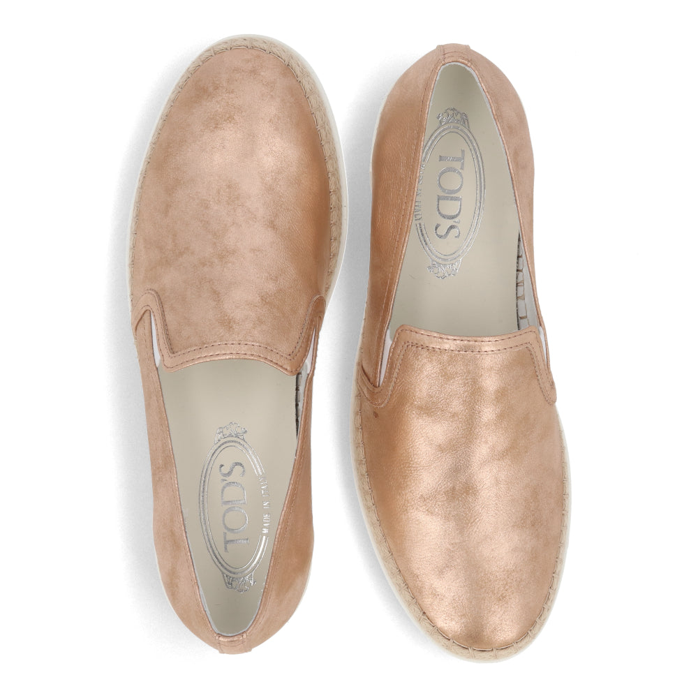 TOD’S スリッポン エスパドリーユ ピンクゴールド メタリック