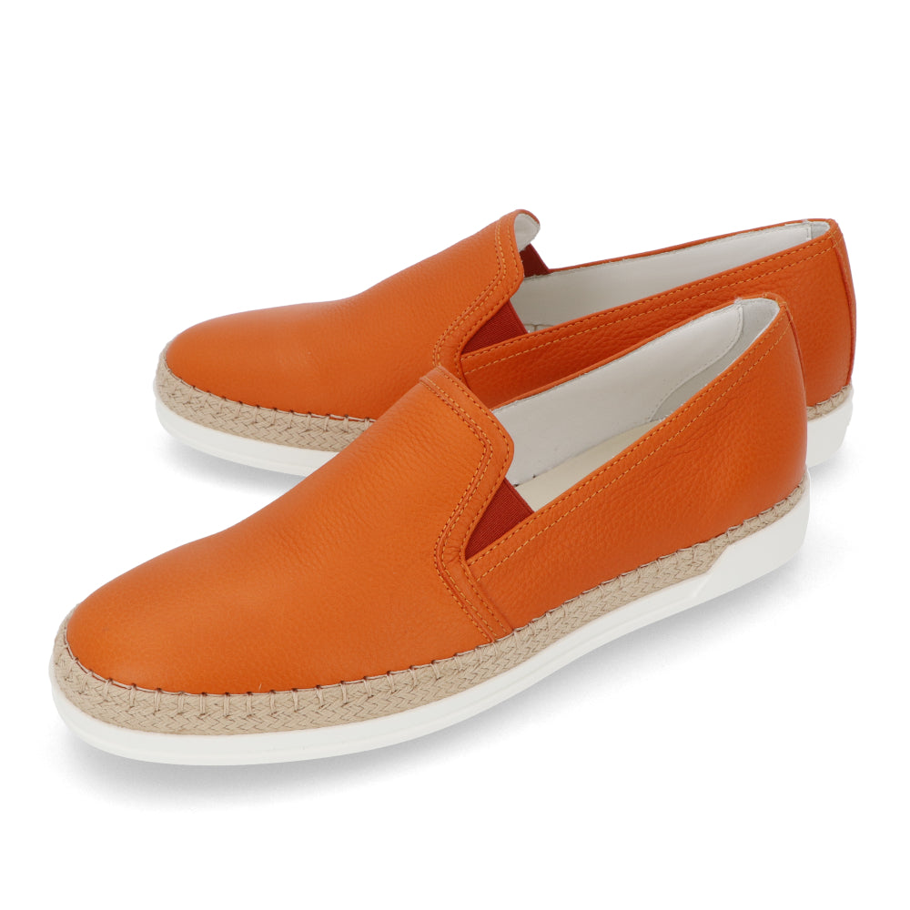 トッズ スリッポン スニーカー エスパドリーユ GOMMA RAFIA TV PANTOFOLA PELLE 5JI ARANCIO レディース オレンジ レザー フラットシューズ XXW0TV0J97Z5J1G803
