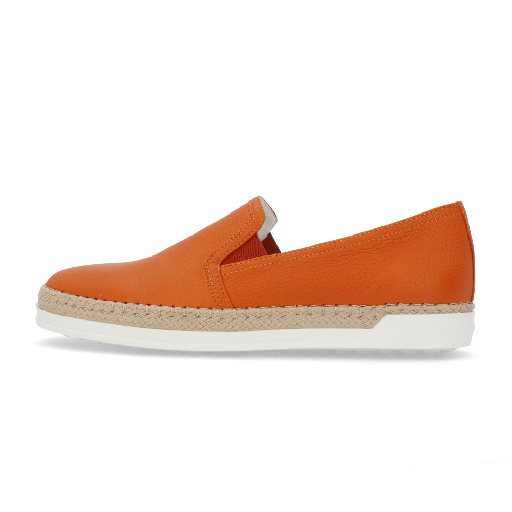 トッズ スリッポン スニーカー エスパドリーユ GOMMA RAFIA TV PANTOFOLA PELLE 5JI ARANCIO レディース オレンジ レザー フラットシューズ XXW0TV0J97Z5J1G803