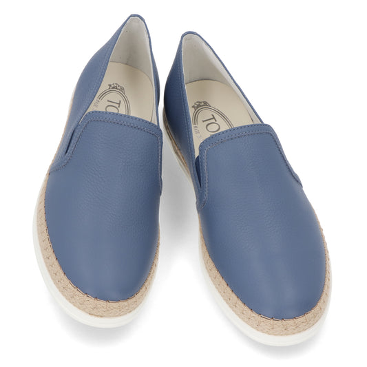 TOD’S スリッポン エスパドリーユ ブルー レザー