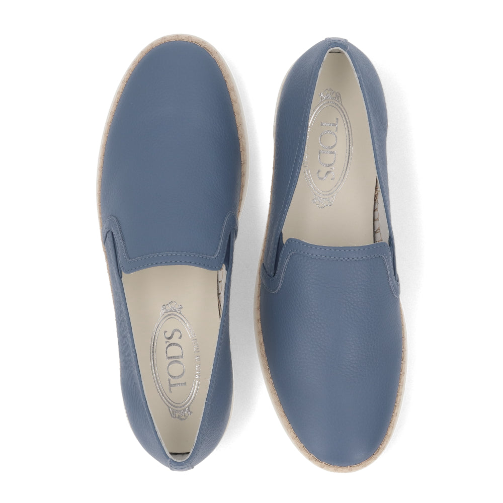 TOD’S スリッポン エスパドリーユ ブルー レザー
