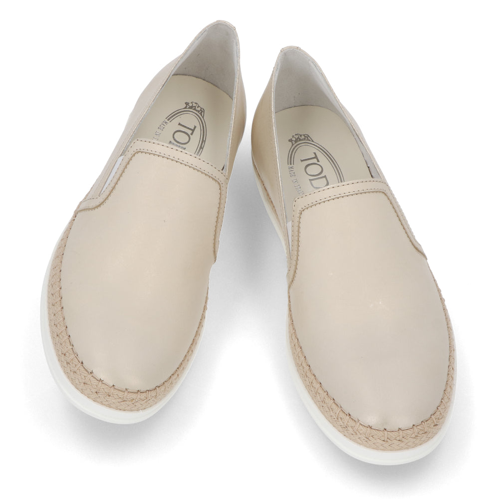 トッズ TOD’S スリッポン ベージュ レザー ユニセックス