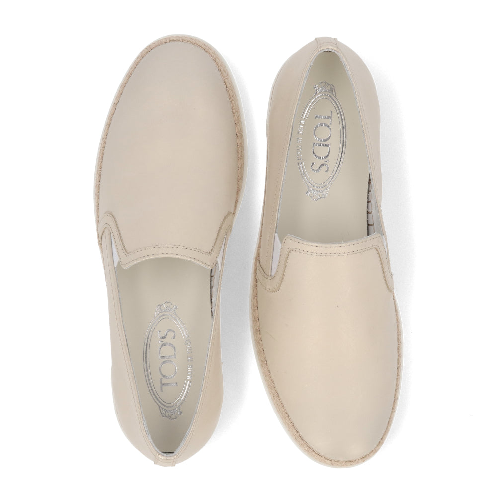 トッズ TOD’S スリッポン ベージュ レザー ユニセックス