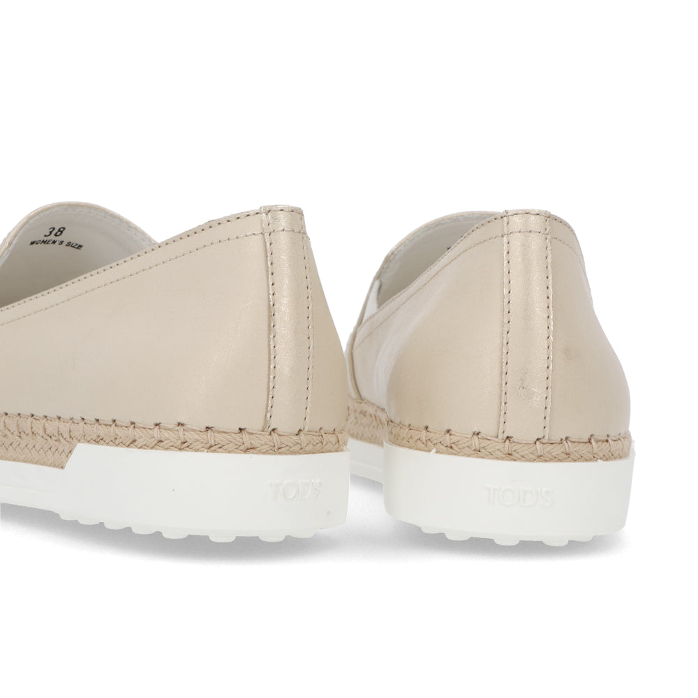 トッズ TOD’S スリッポン ベージュ レザー ユニセックス