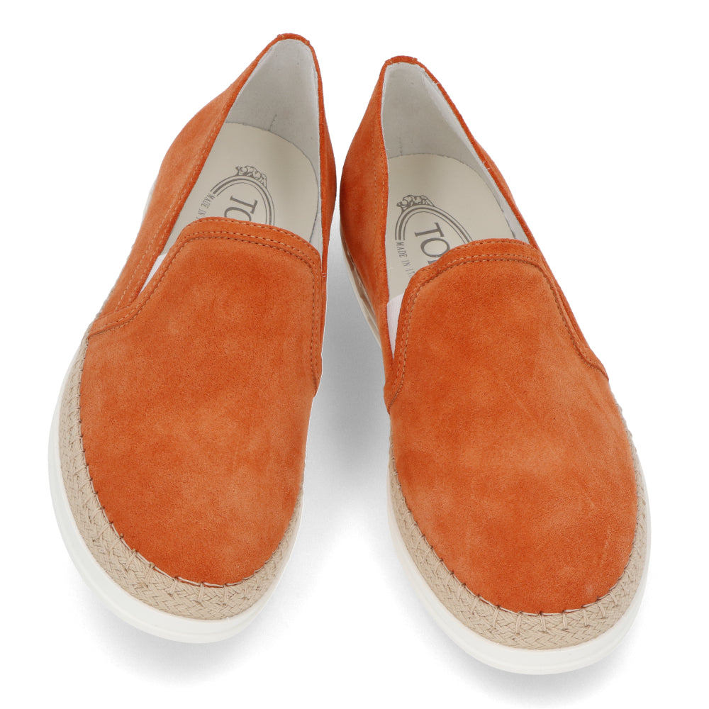 トッズ スリッポン スニーカー レディース エスパドリーユ GOMMA RAFIA TV PANTOFOLA PELLE HG0 オレンジ スエード フラット XXW0TV0J97ZHG0 G621