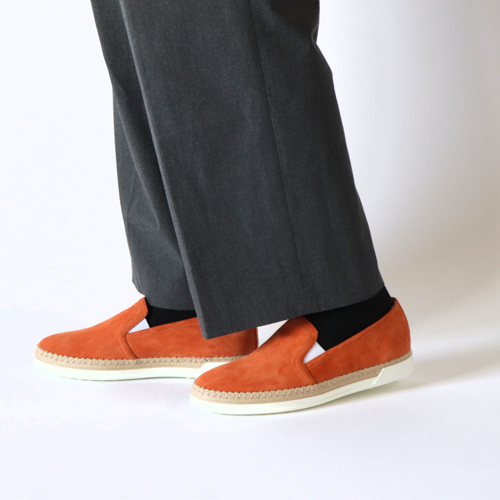 トッズ スリッポン スニーカー レディース エスパドリーユ GOMMA RAFIA TV PANTOFOLA PELLE HG0 オレンジ スエード フラット XXW0TV0J97ZHG0 G621