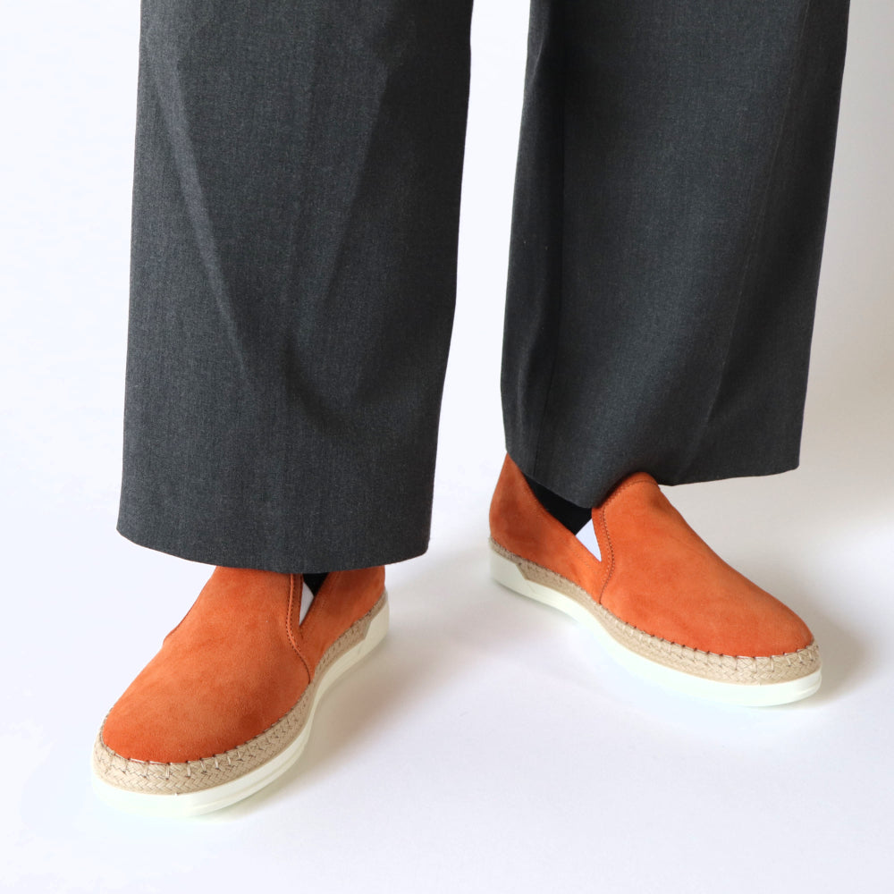 トッズ スリッポン スニーカー レディース エスパドリーユ GOMMA RAFIA TV PANTOFOLA PELLE HG0 オレンジ スエード フラット XXW0TV0J97ZHG0 G621