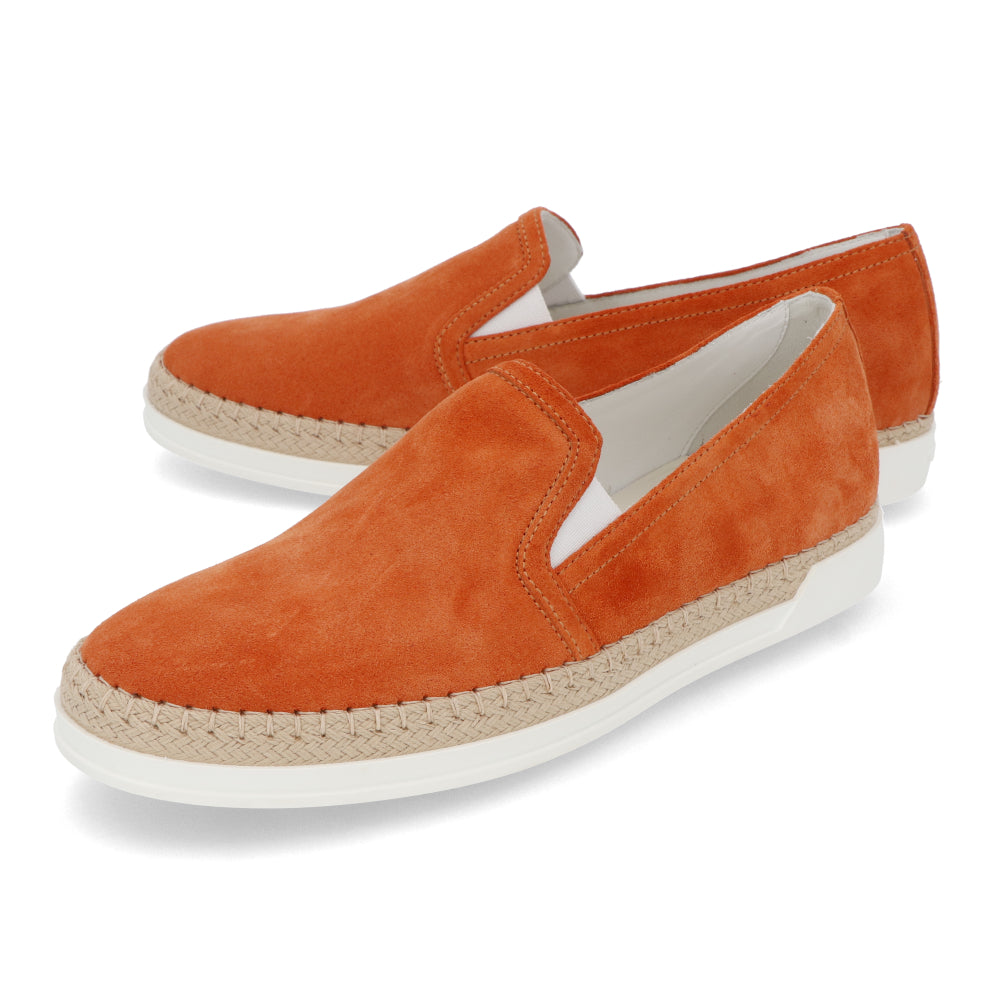 トッズ スリッポン スニーカー レディース エスパドリーユ GOMMA RAFIA TV PANTOFOLA PELLE HG0 オレンジ スエード フラット XXW0TV0J97ZHG0 G621