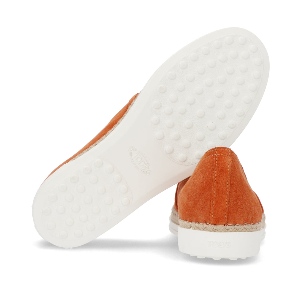 トッズ スリッポン スニーカー レディース エスパドリーユ GOMMA RAFIA TV PANTOFOLA PELLE HG0 オレンジ スエード フラット XXW0TV0J97ZHG0 G621
