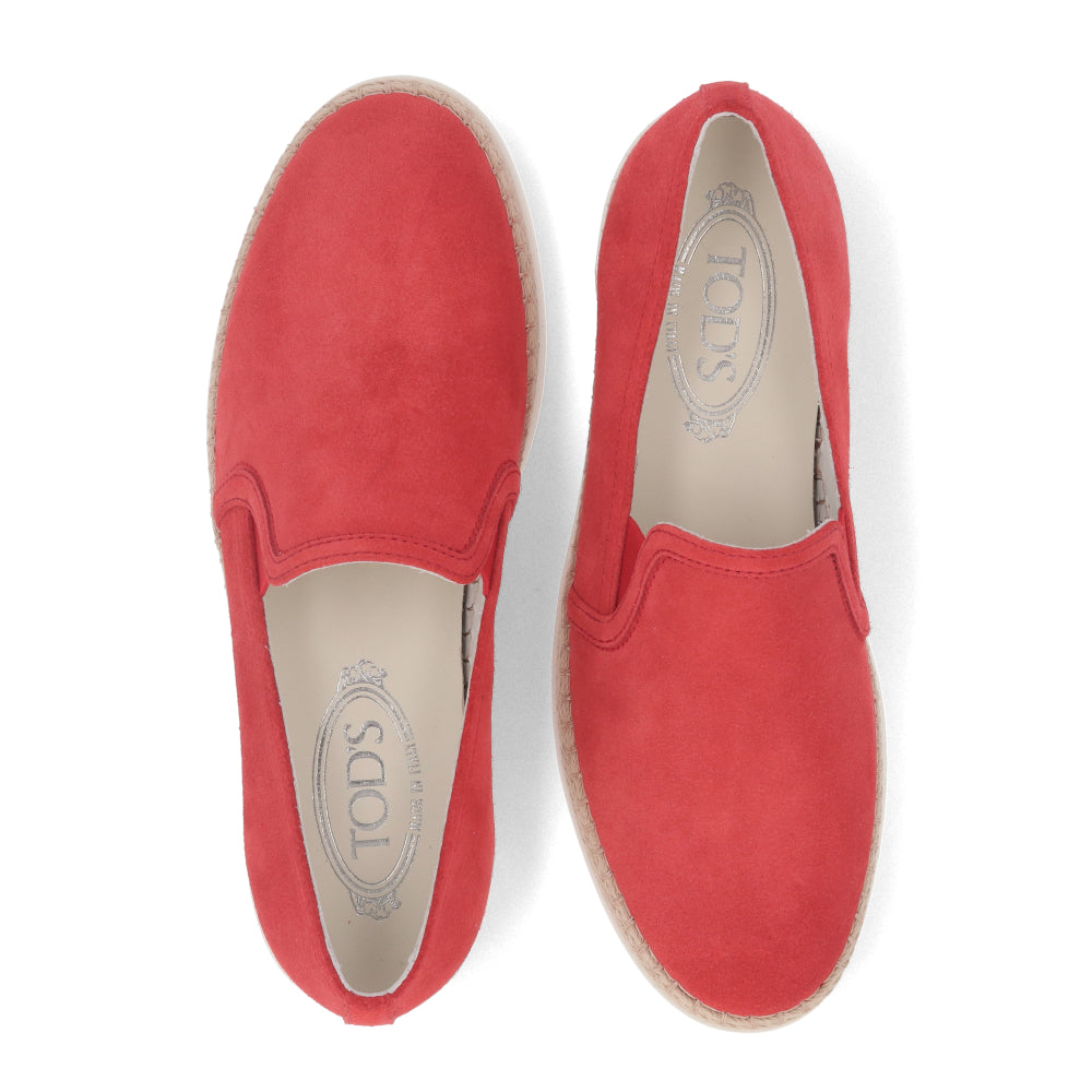 TOD’S スリッポン エスパドリーユ レッド スエード