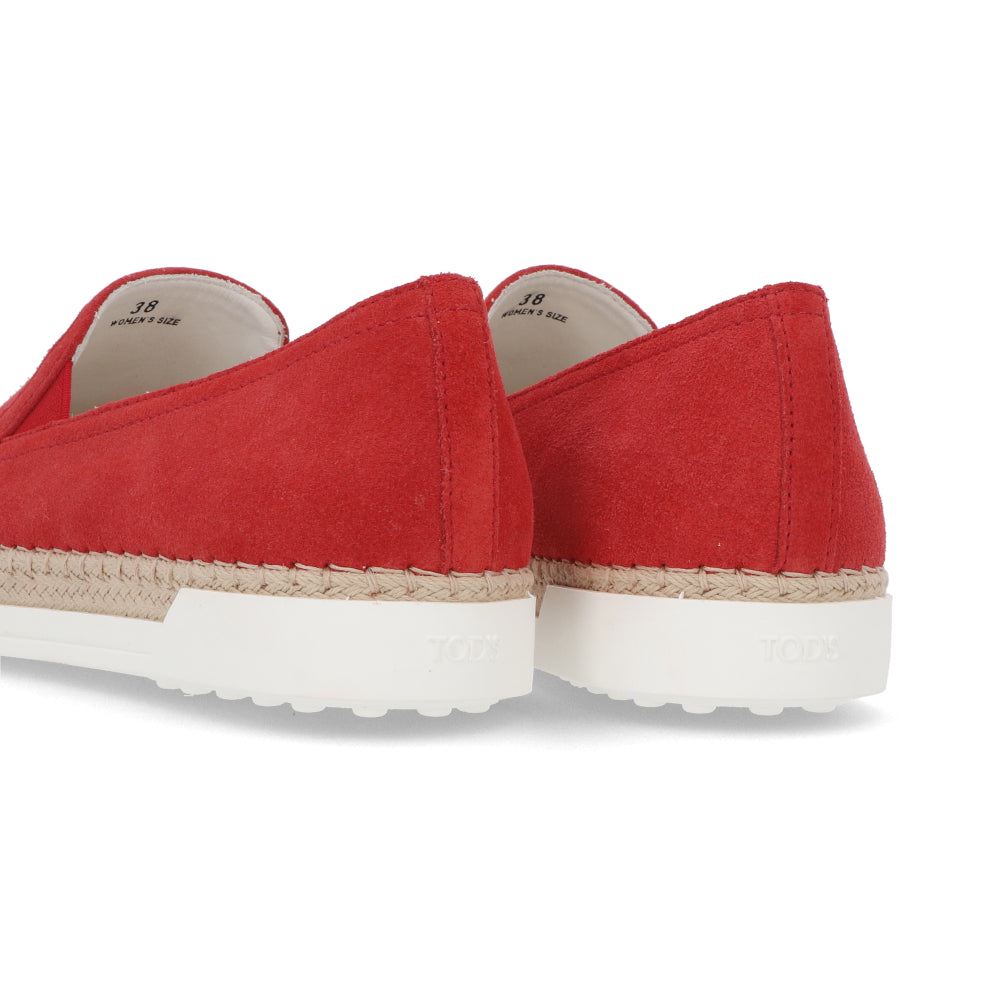TOD’S スリッポン エスパドリーユ レッド スエード