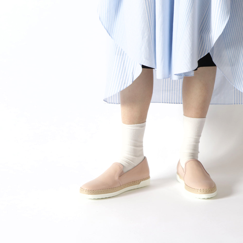トッズ スリッポン スニーカー レディース エスパドリーユ GOMMA RAFIA TV PANTOFOLA PELLE JUS BALLERINA ピンク レザー フラット XXW0TV0J97ZJUS M011