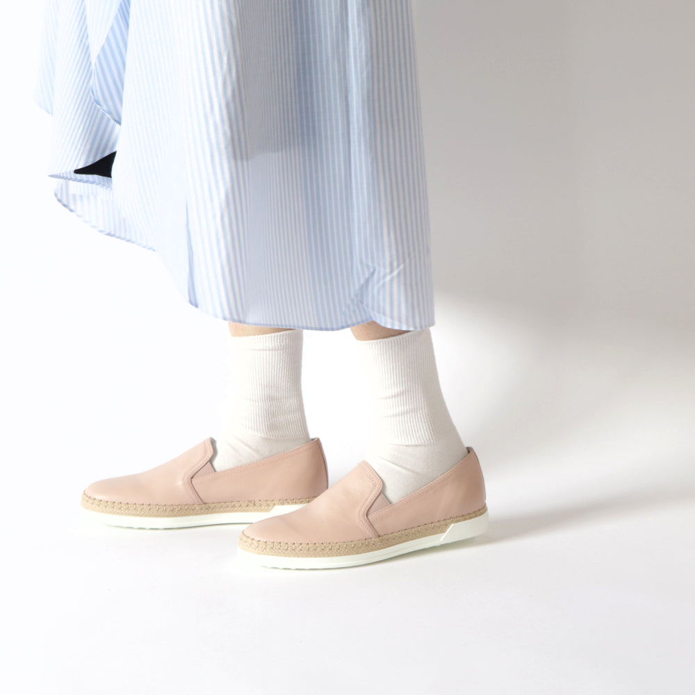トッズ スリッポン スニーカー レディース エスパドリーユ GOMMA RAFIA TV PANTOFOLA PELLE JUS BALLERINA ピンク レザー フラット XXW0TV0J97ZJUS M011