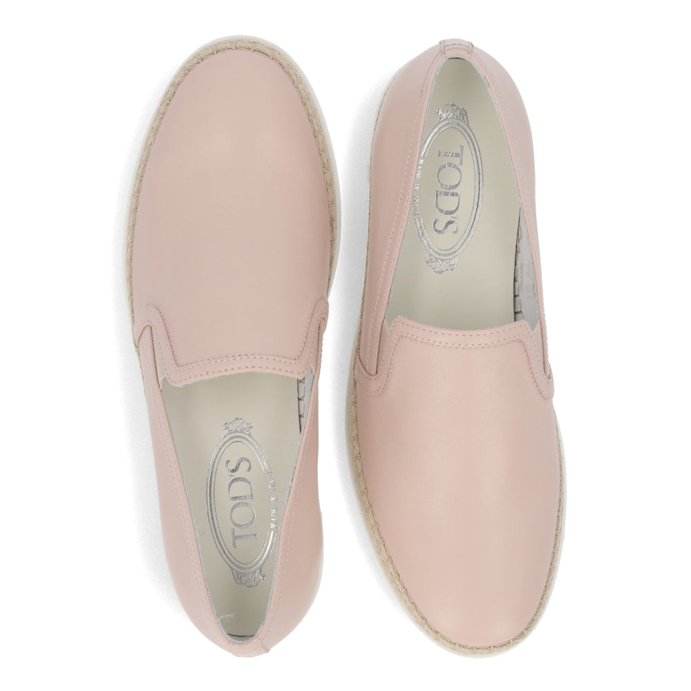 トッズ スリッポン スニーカー レディース エスパドリーユ GOMMA RAFIA TV PANTOFOLA PELLE JUS BALLERINA ピンク レザー フラット XXW0TV0J97ZJUS M011