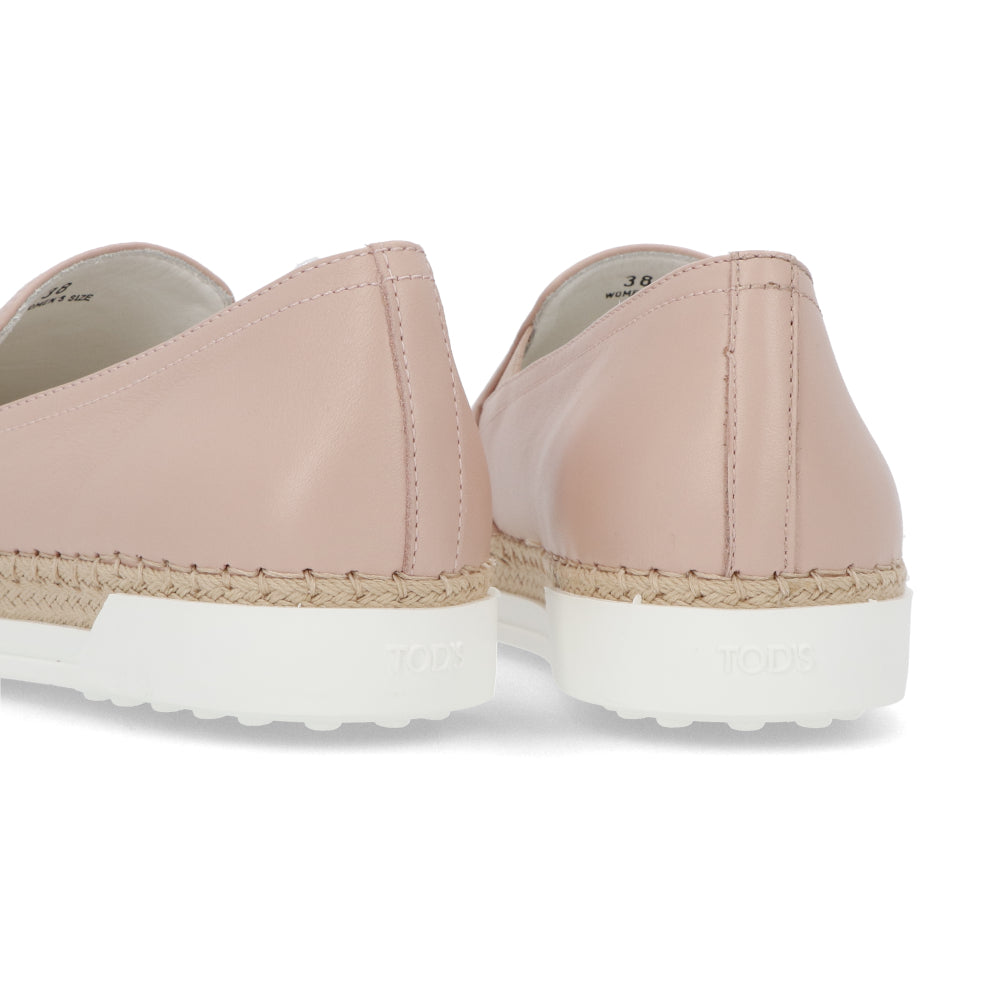 トッズ スリッポン スニーカー レディース エスパドリーユ GOMMA RAFIA TV PANTOFOLA PELLE JUS BALLERINA ピンク レザー フラット XXW0TV0J97ZJUS M011