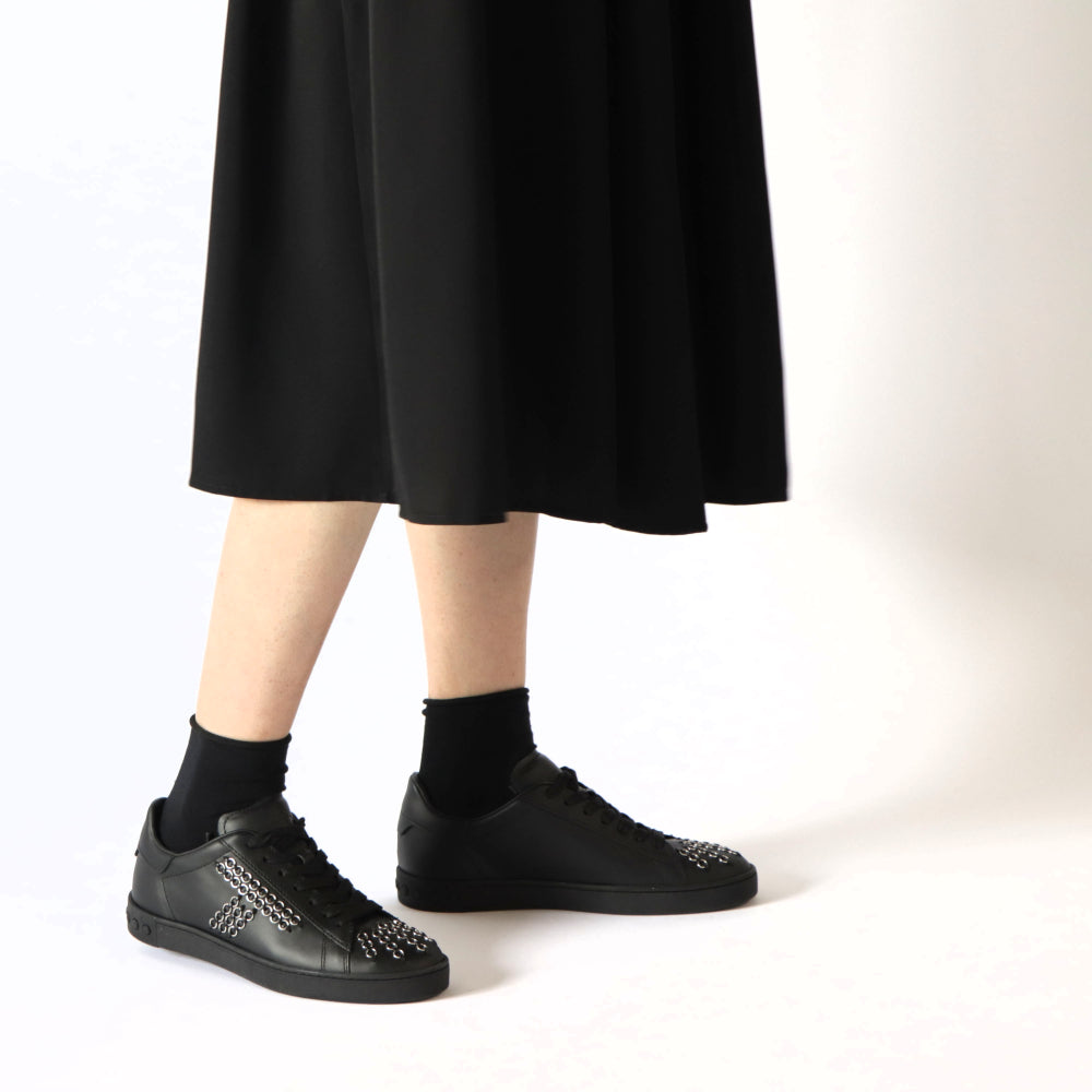 TOD’S スニーカー ブラック レザー ローカット ロゴ パーツ