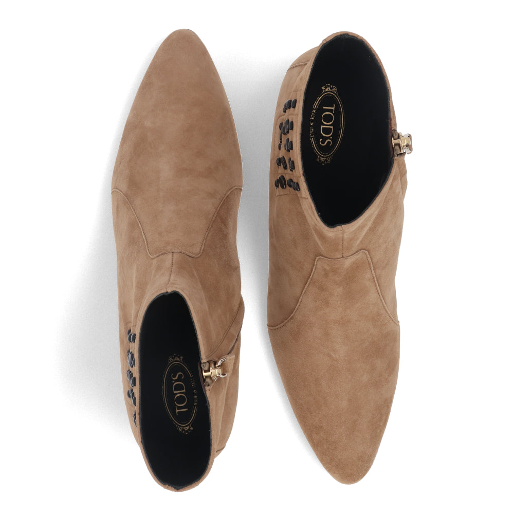 TOD’S ショートブーツブーツ ベージュ スエード ローヒール