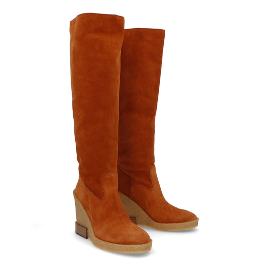 TOD’S ロングブーツ ブラウン ハイヒール ウェッジソール