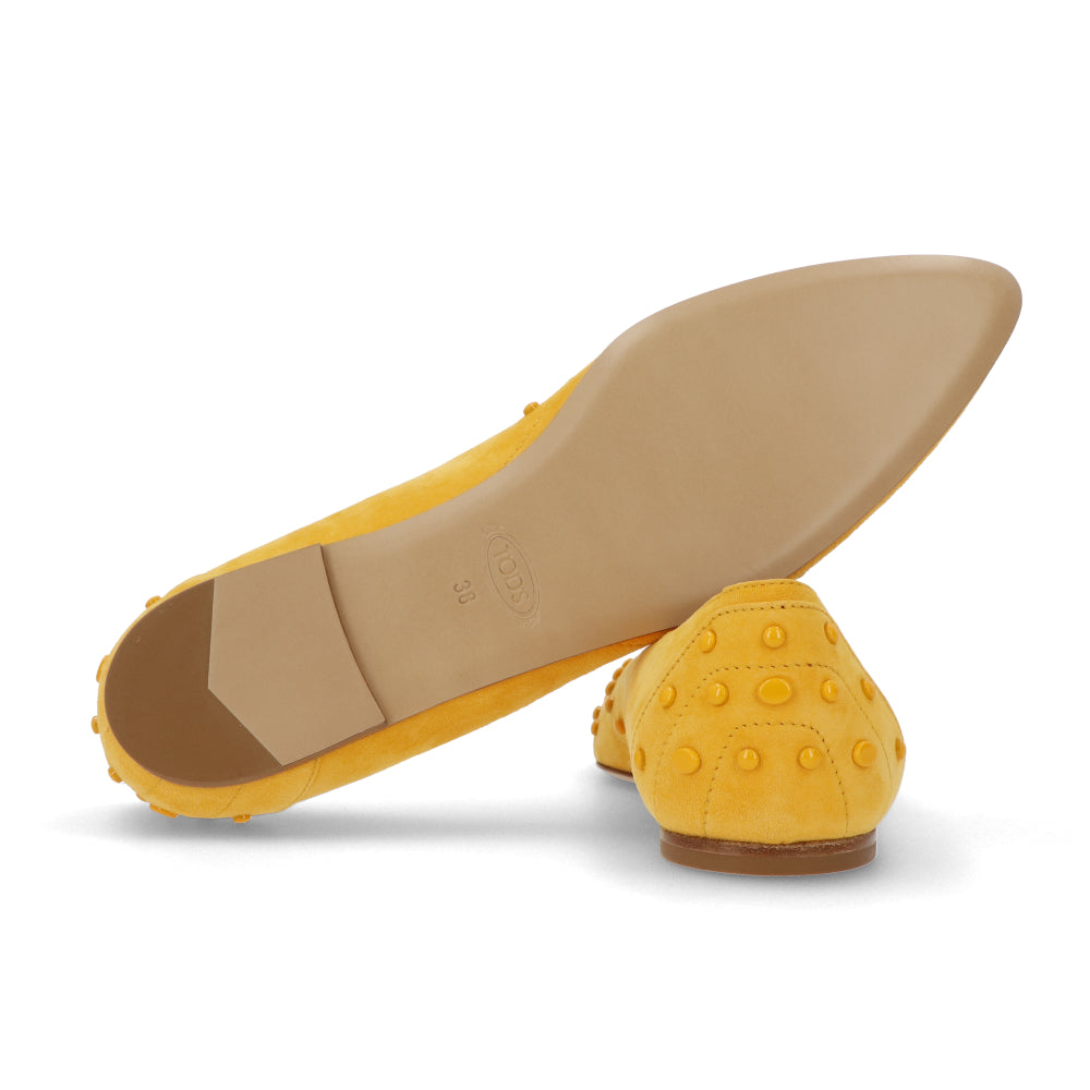 TOD’S フラットシューズ パンプス イエロー スエード