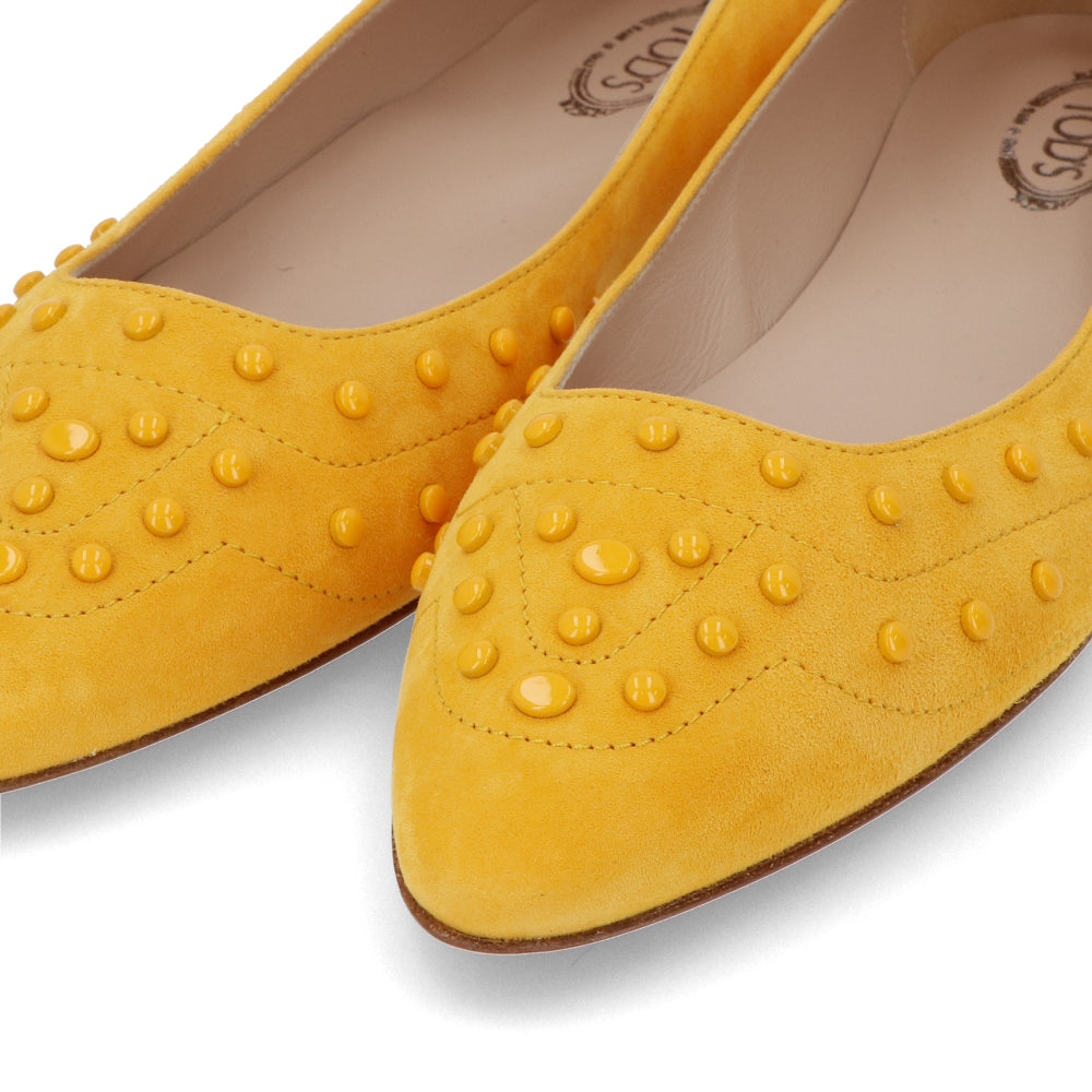 TOD’S フラットシューズ パンプス イエロー スエード