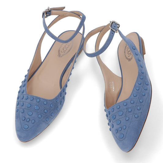 TOD’S フラットパンプス ブルー ポインテッドトゥ