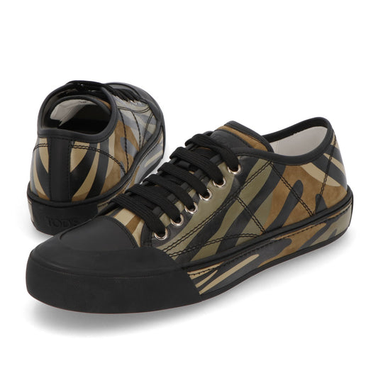 TOD’S スニーカー グリーン系 レザー ローカット カモフラ柄