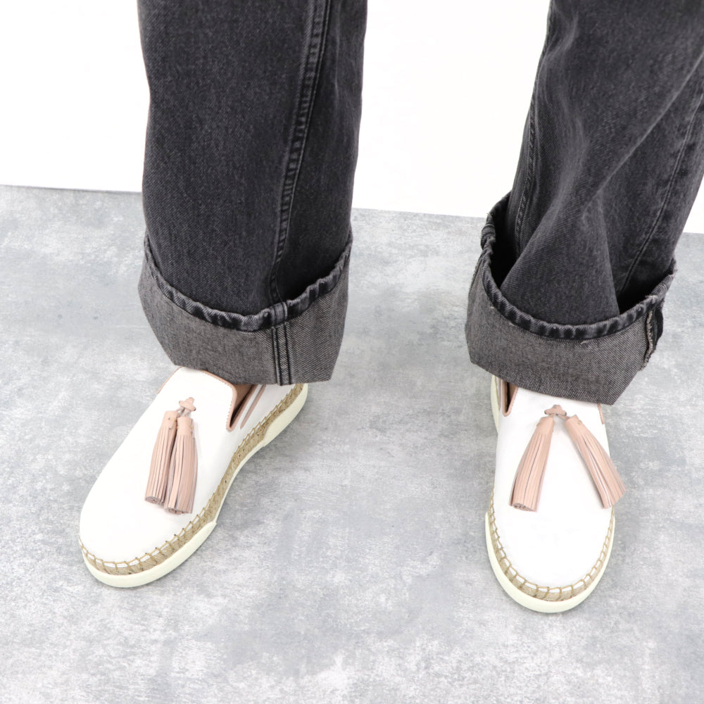 TOD’S スリッポン エスパドリーユ ホワイト レザー