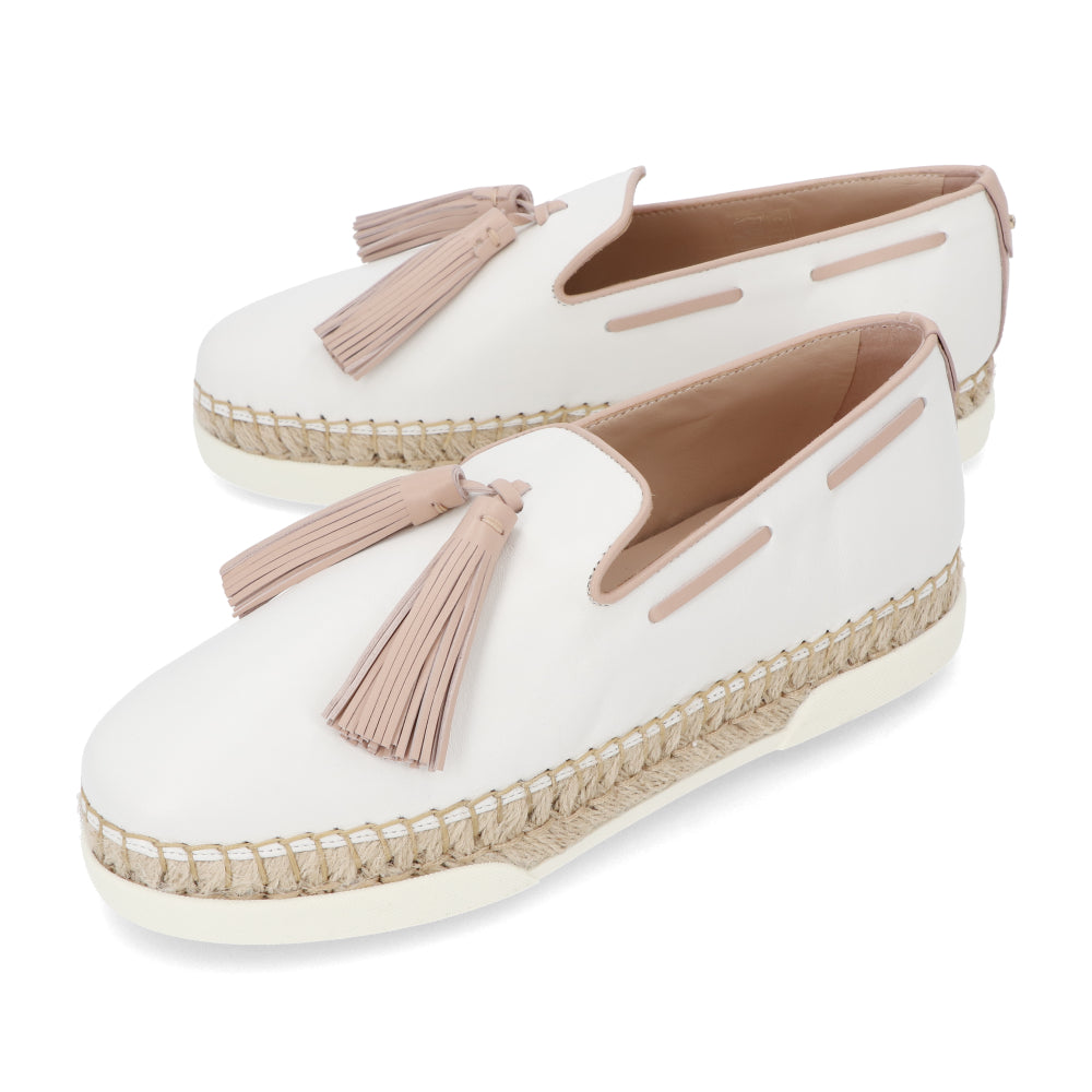 TOD’S スリッポン エスパドリーユ ホワイト レザー