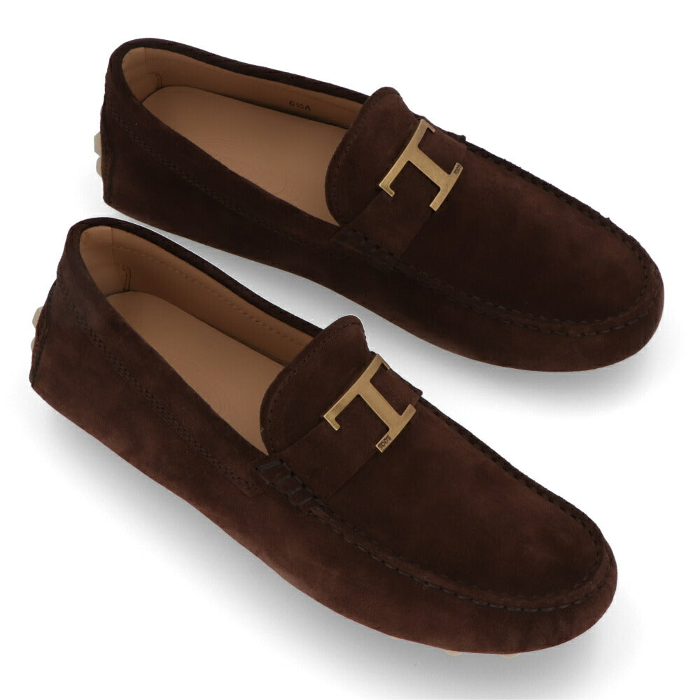 TOD'S ブラウン ベージュ ネイビー ドライビングシューズ Tロゴ