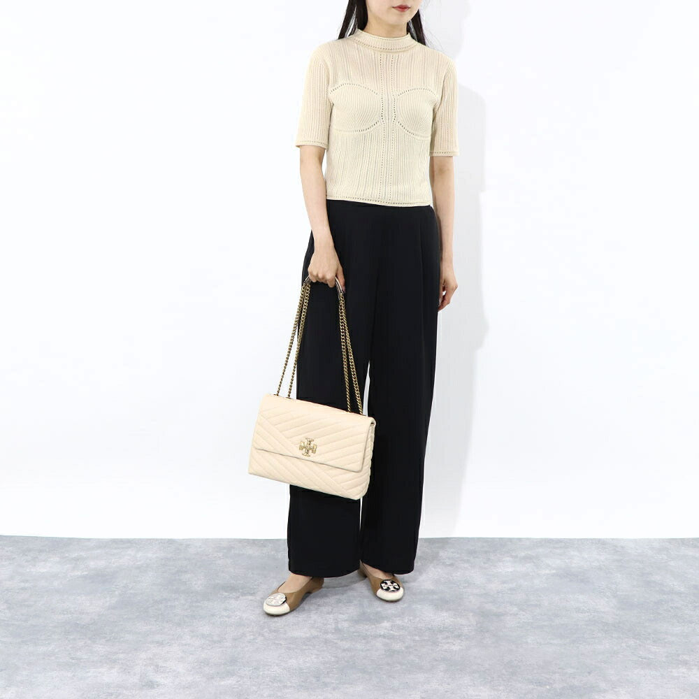 トリー バーチ Tory Burch シューズ パンプス レディース CLAIRE CAP TOE BALLET クレア キャップ トゥバレエ クリーム×ブラック レザー ラバー バレエシューズ ダブルT ロゴ ヒールなし 148336 250