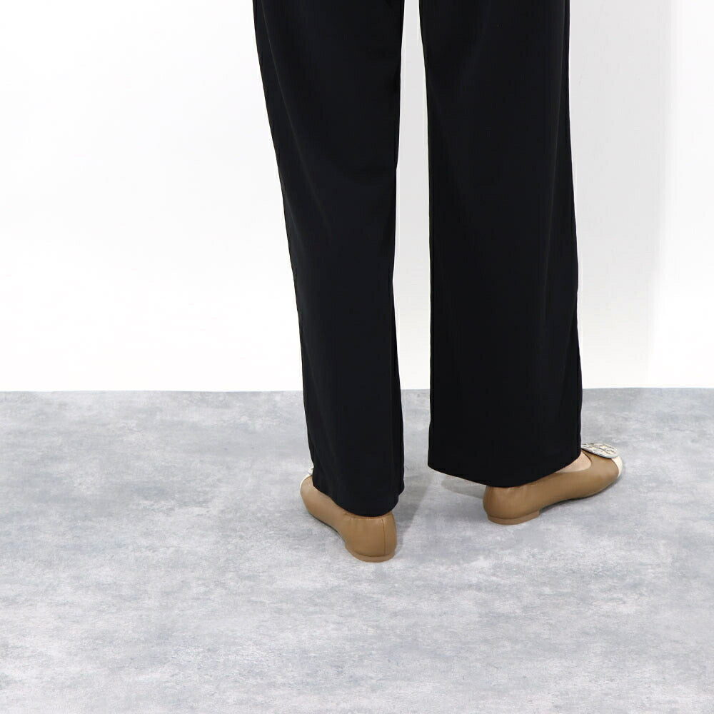 トリー バーチ Tory Burch シューズ パンプス レディース CLAIRE CAP TOE BALLET クレア キャップ トゥバレエ クリーム×ブラック レザー ラバー バレエシューズ ダブルT ロゴ ヒールなし 148336 250