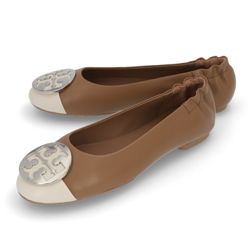 トリー バーチ Tory Burch シューズ パンプス レディース CLAIRE CAP TOE BALLET クレア キャップ トゥバレエ クリーム×ブラック レザー ラバー バレエシューズ ダブルT ロゴ ヒールなし 148336 250