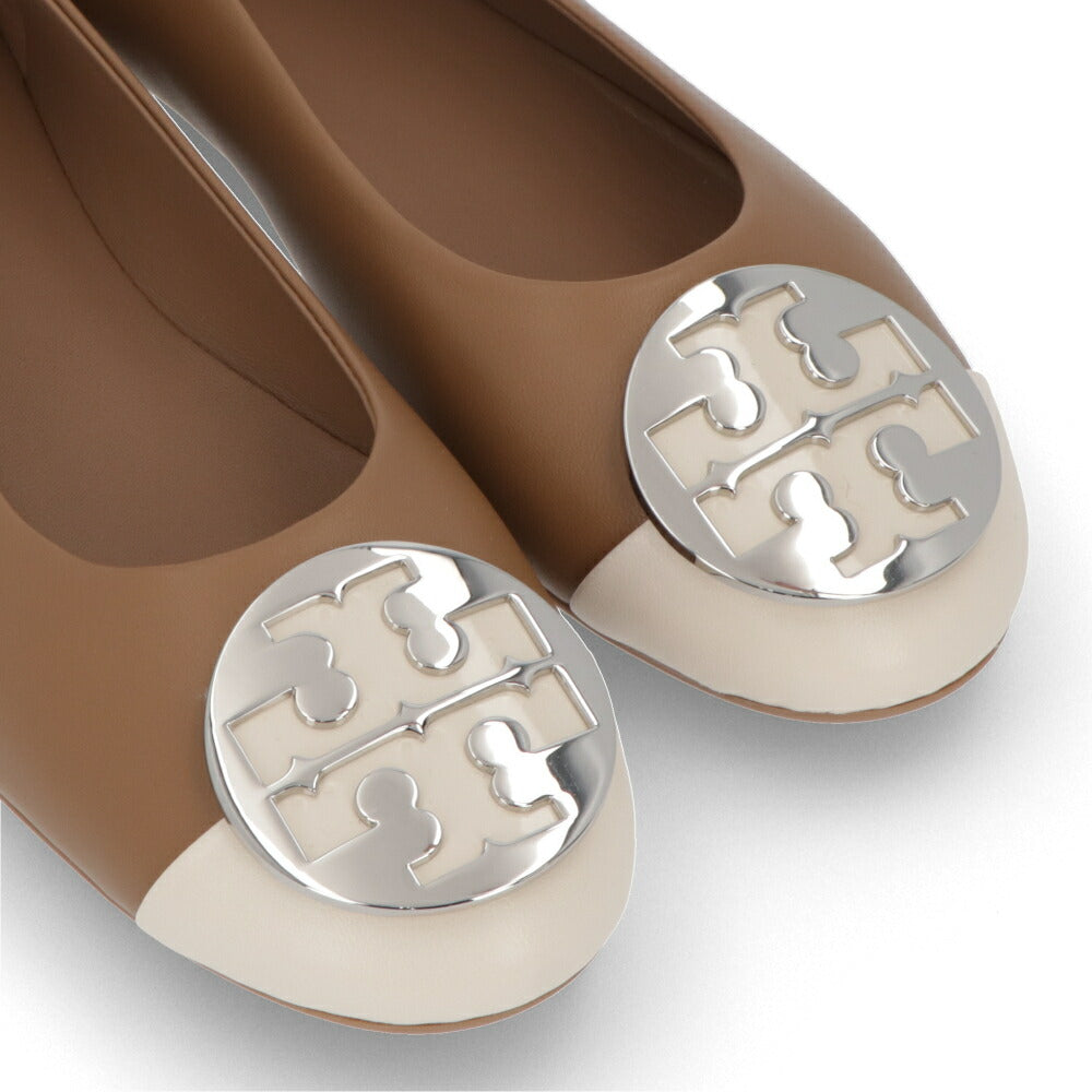 トリー バーチ Tory Burch シューズ パンプス レディース CLAIRE CAP TOE BALLET クレア キャップ トゥバレエ クリーム×ブラック レザー ラバー バレエシューズ ダブルT ロゴ ヒールなし 148336 250