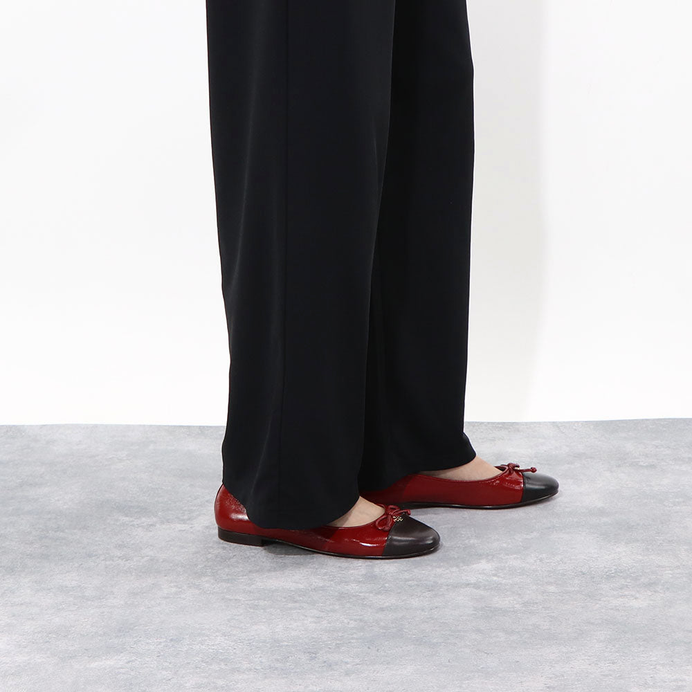 トリー バーチ Tory Burch シューズ パンプス レディース CAP TOE BALLET キャップ トゥバレエ ダークブラウン×レッド レザー バレエシューズ ダブルT ヒールなし 154510 200