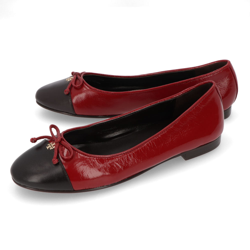 トリー バーチ Tory Burch シューズ パンプス レディース CAP TOE BALLET キャップ トゥバレエ ダークブラウン×レッド レザー バレエシューズ ダブルT ヒールなし 154510 200