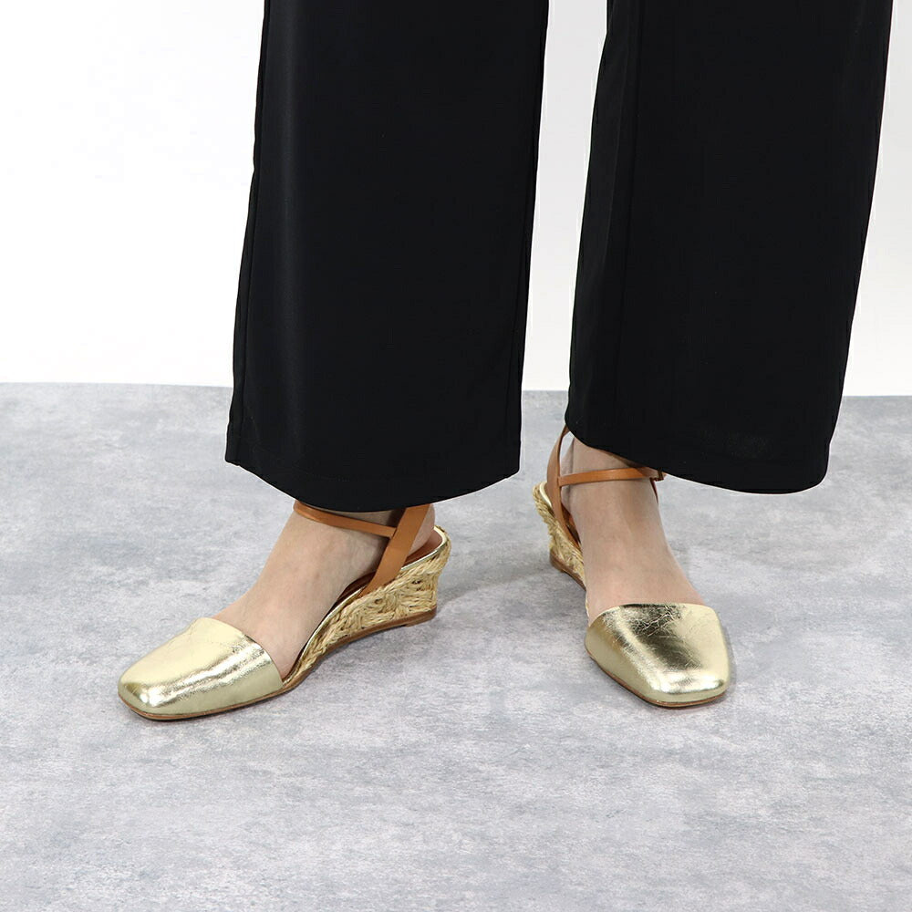 トリー バーチ Tory Burch シューズ サンダル レディース CLOSED TOE MID ESPADRILLE ゴールド レザー エスパドリーユ アンクルストラップ付き ヒールあり 150881 700