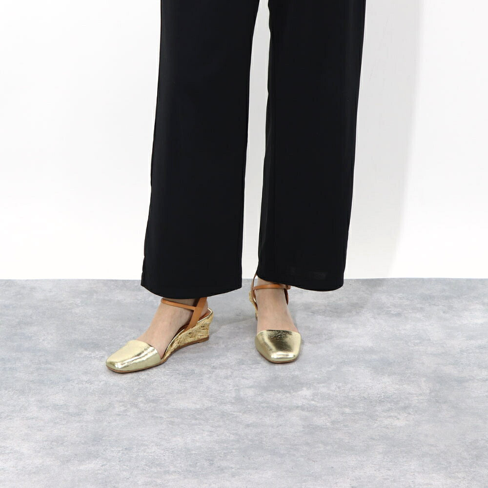 トリー バーチ Tory Burch シューズ サンダル レディース CLOSED TOE MID ESPADRILLE ゴールド レザー エスパドリーユ アンクルストラップ付き ヒールあり 150881 700