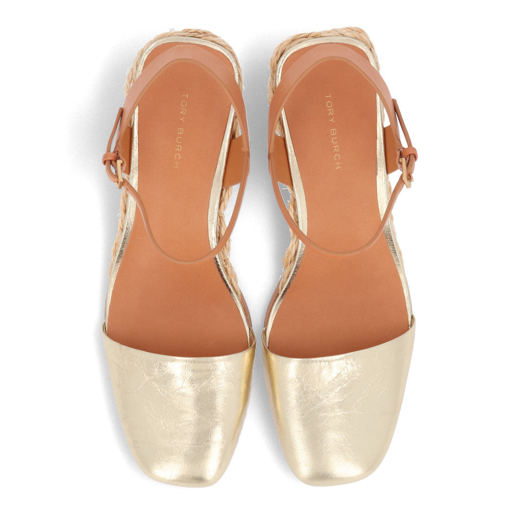トリー バーチ Tory Burch シューズ サンダル レディース CLOSED TOE MID ESPADRILLE ゴールド レザー エスパドリーユ アンクルストラップ付き ヒールあり 150881 700