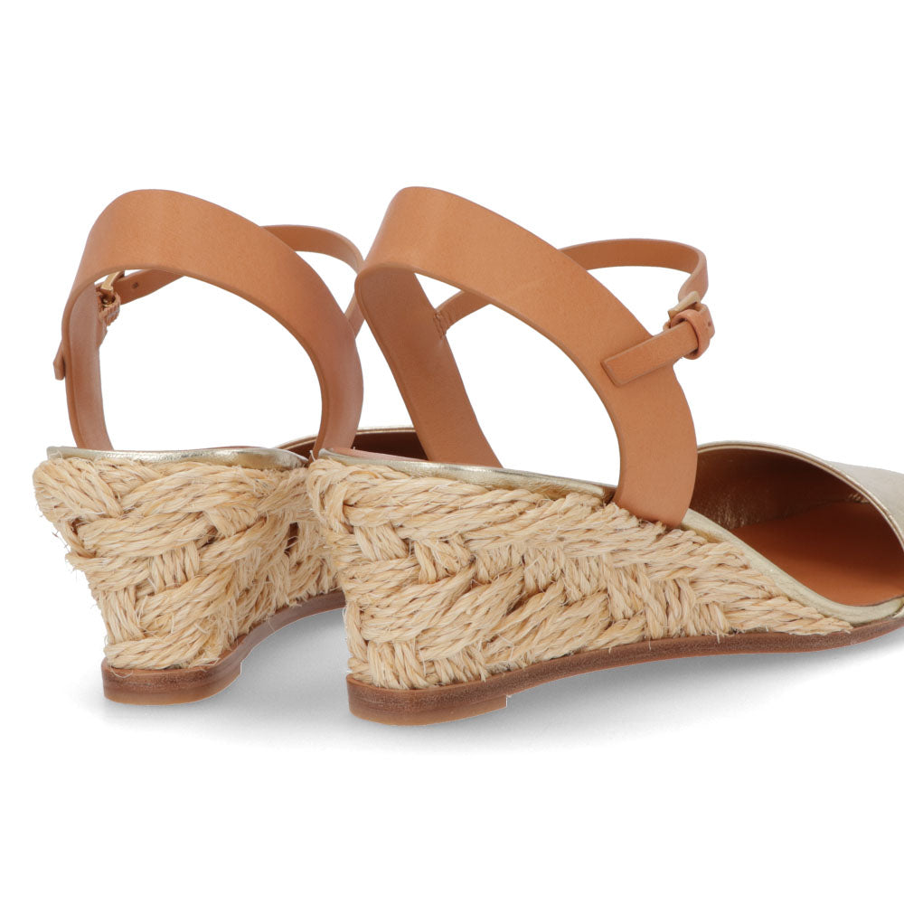 トリー バーチ Tory Burch シューズ サンダル レディース CLOSED TOE MID ESPADRILLE ゴールド レザー エスパドリーユ アンクルストラップ付き ヒールあり 150881 700