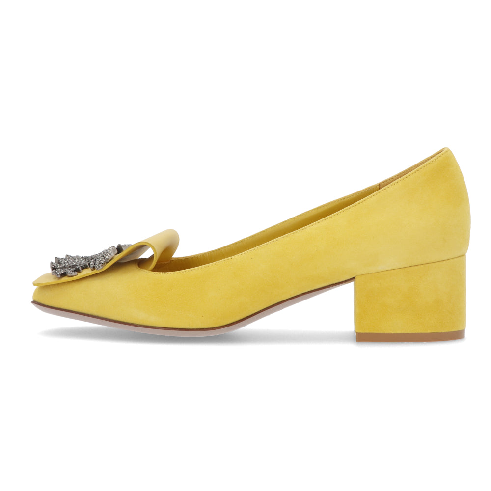 ヴァレンティノ VALENTINO パンプス TW2S0V29 ZCI KG0 レディース イエロー チャンキーヒール ビジュー 新品